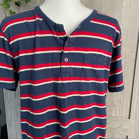 4 for $20 🖤 OBEY Striped Henley Tee - Picture 2 of 5